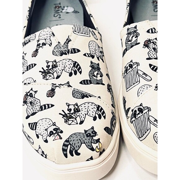 TOMS Women’s 8 Natural Raccoon Print Alpargata Cupsole Slip-On – NEW - Picture 3 of 12